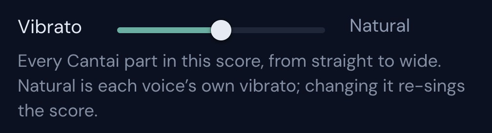 The Vibrato slider in Settings › Playback, at Natural
