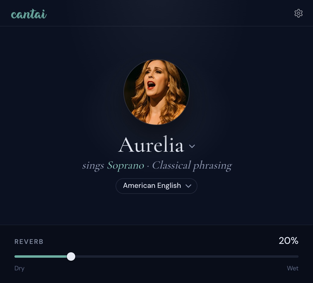 The plugin's main view: Aurelia on the soprano part, with Classical phrasing